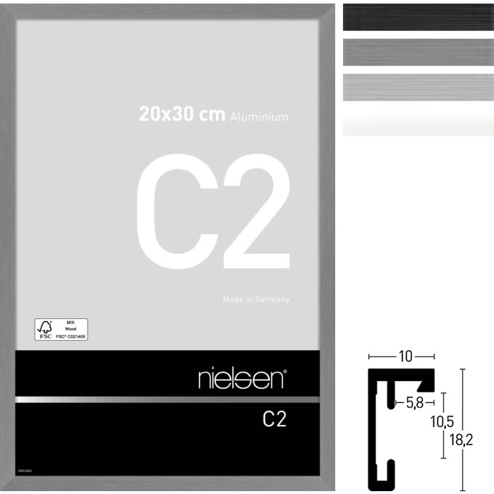 Nielsen C2 cornice in alluminio vetro acrilico da 21x29,7 cm a 70x100 cm