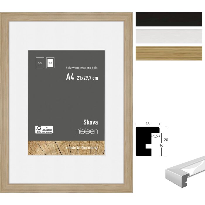 Cornice Nielsen in legno Skava con passe-partout da 13x18 cm a 70x100 cm