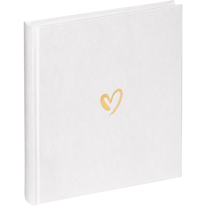 Walther Album fotografico in lino Emotion Bianco 20x20 cm 40 pagine bianche con cuore in rilievo