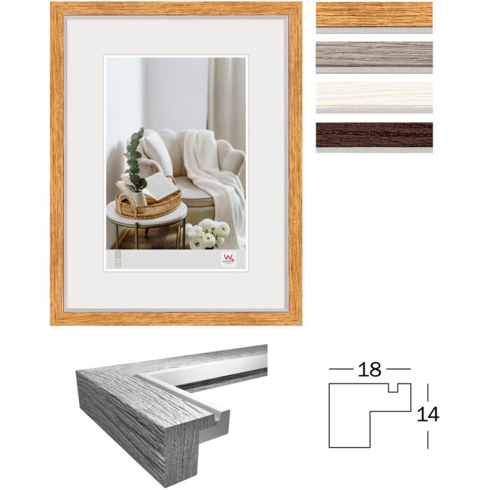 Walther cornice Hygge MDF con bordo interno argento vetro trasparente vari colori colori