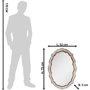Clayre & Eef 52S303 Specchio da parete Beige, Marrone 52x3x75 cm