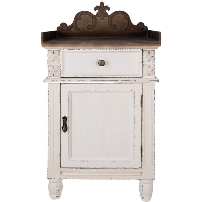 Clayre & Eef 5H0667 Comodino Bianco Marrone 48x39x89 cm