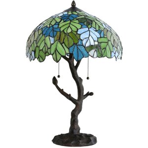 LumiLamp 5LL-6312 Lampada da tavolo Tiffany verde Ø 40x60 cm E27-max 2x60W