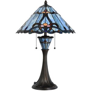 LumiLamp 5LL-6313 Lampada da tavolo Tiffany blu Ø 40x61 cm E27-max 2x60W