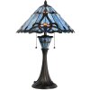LumiLamp 5LL-6313 Lampada da tavolo Tiffany blu Ø 40x61 cm E27-max 2x60W
