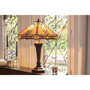 LumiLamp 5LL-6325 Lampada da tavolo Tiffany Beige 50x50x75 cm E27-max 2x60W