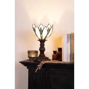 LumiLamp 5LL-6327 Lampada da tavolo Tiffany bianca Ø 18x30 cm E14 max 1x25W