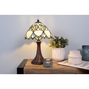 LumiLamp 5LL-6334 Lampada da tavolo Tiffany Beige Ø 25x42 cm E14-max 1x40W