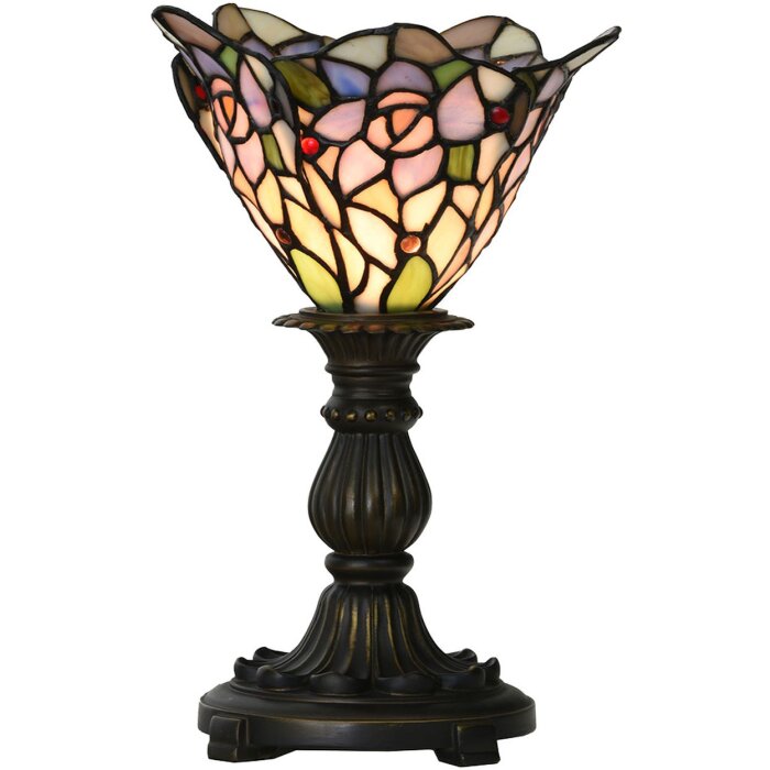 LumiLamp 5LL-6336 Lampada da tavolo Tiffany rosa Ø 20x30 cm E14 max 1x25W