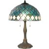 LumiLamp 5LL-6347 Lampada da tavolo Tiffany blu Ø 40x61 cm E27-max 2x60W