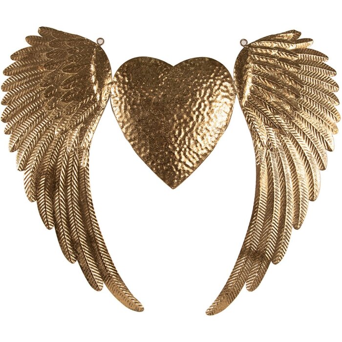 Clayre & Eef 5Y1176 Decorazione Ali con Cuore color oro 74x1x63 cm