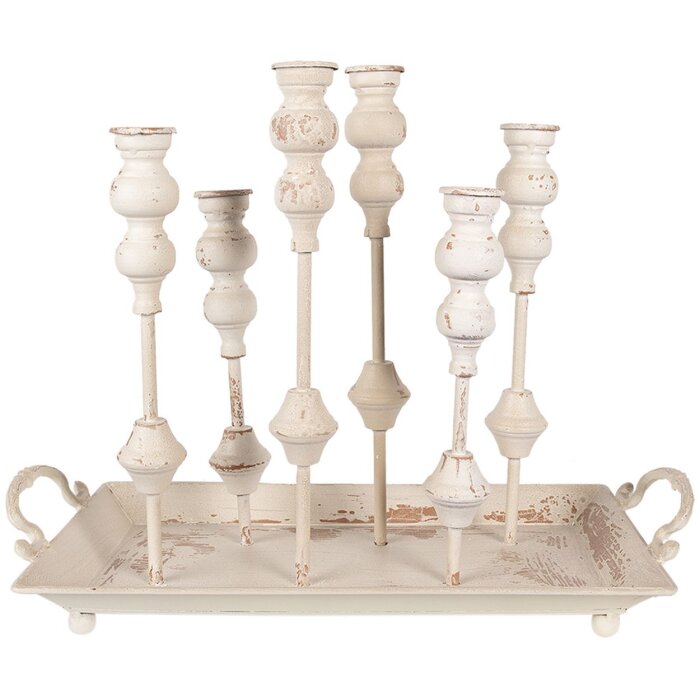 Clayre & Eef 65214 Candeliere bianco 55x26x43 cm