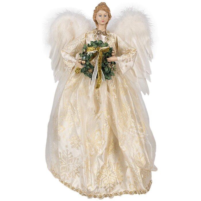 Clayre & Eef 65219 Angelo decorativo bianco 28x16x46 cm