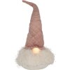 Clayre & Eef 65243 Gnomo decorativo con LED Rosa 20x20x44 cm- 2xCR2032