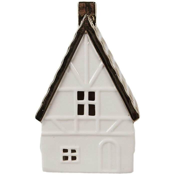 Clayre & Eef 6CE1597L Casa di decorazione con LED Beige, color oro 10x8x16 cm