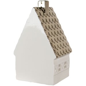 Clayre & Eef 6CE1597L Casa di decorazione con LED Beige, color oro 10x8x16 cm