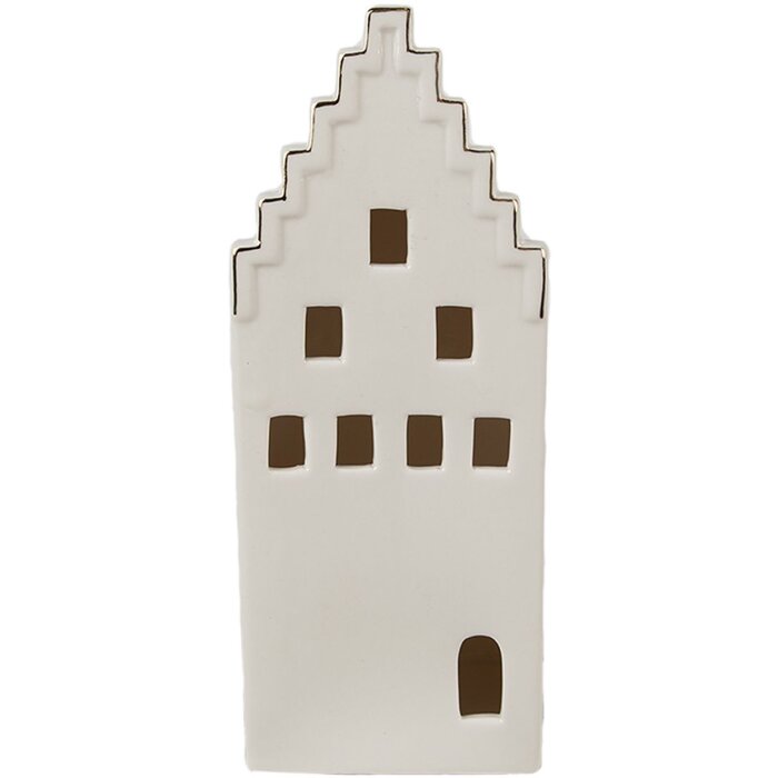 Clayre & Eef 6CE1598L Casa di decorazione con LED Beige, color oro 8x8x20 cm