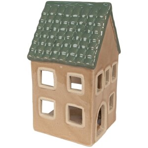 Clayre & Eef 6CE1600 Portacandele Natale Cottage Marrone, Verde 8x8x15 cm