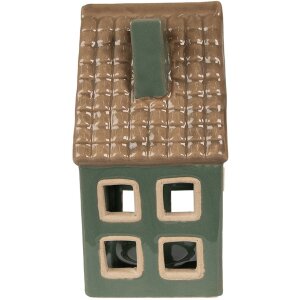 Clayre & Eef 6CE1601 Portacandele Natale Cottage Verde Marrone 9x8x15 cm