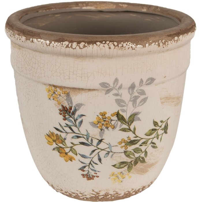 Clayre & Eef 6CE1607L Vaso per interni Beige Giallo Ø 18x17 cm