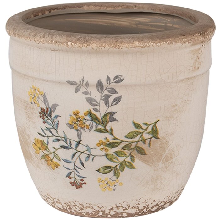 Clayre & Eef 6CE1607M Vaso per interni Beige Giallo Ø 16x14 cm