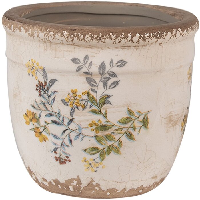 Clayre & Eef 6CE1607S Vaso da fiori per interni Beige Giallo Ø 13x11 cm