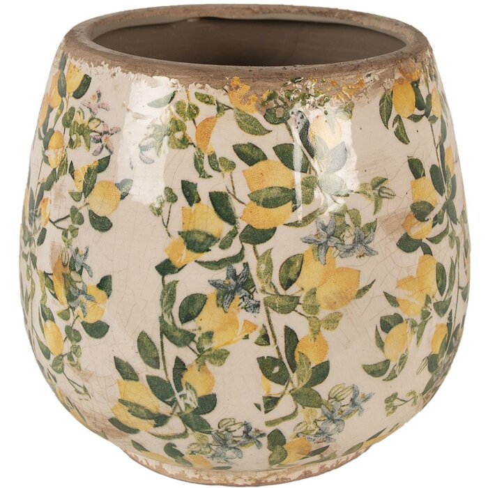 Clayre & Eef 6CE1608L Vaso per interni Beige Giallo Ø 18x17 cm