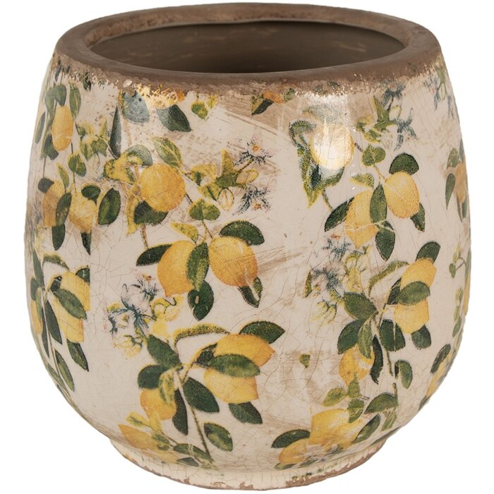 Clayre & Eef 6CE1608M Vaso da fiori per interni Beige Giallo Ø 15x15 cm