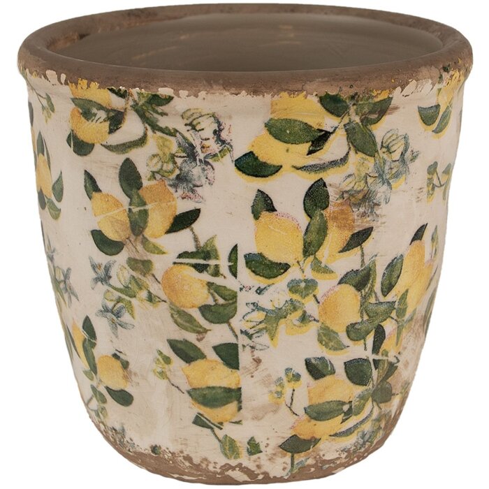 Clayre & Eef 6CE1609M Vaso da fiori per interni Beige Giallo Ø 14x13 cm