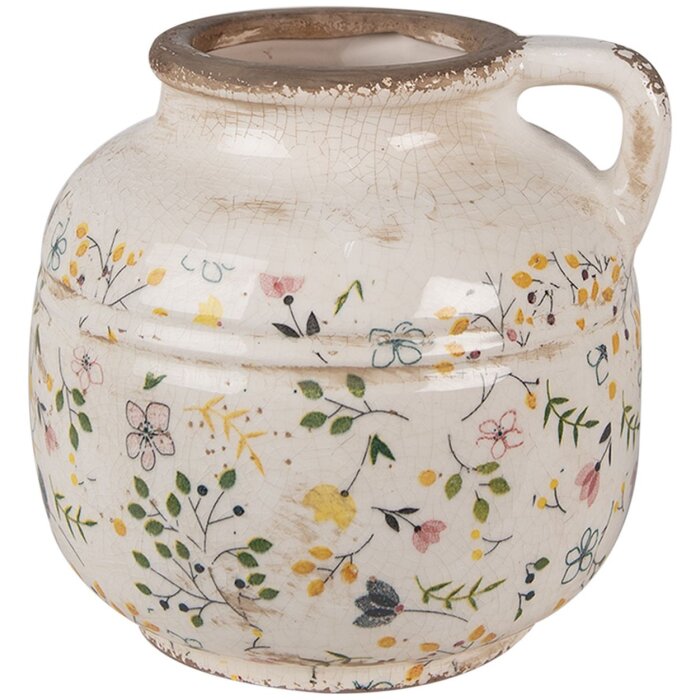 Clayre & Eef 6CE1611L Brocca decorativa Beige Giallo Ø 17x16 cm