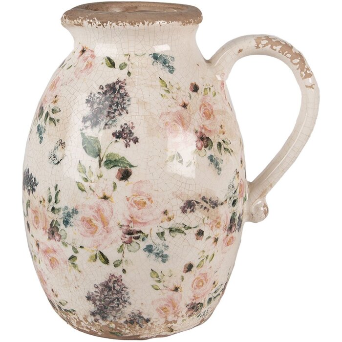 Clayre & Eef 6CE1613L Brocca decorativa Beige Pink 20x16x22 cm Stile country