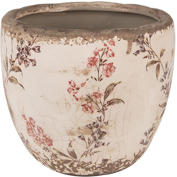 Clayre & Eef 6CE1615S Vaso da fiori per interni Beige Rosa Ø 13x11 cm