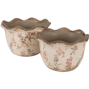 Clayre & Eef 6CE1617M Vaso da fiori in ceramica beige rosa Ø 17x11 cm