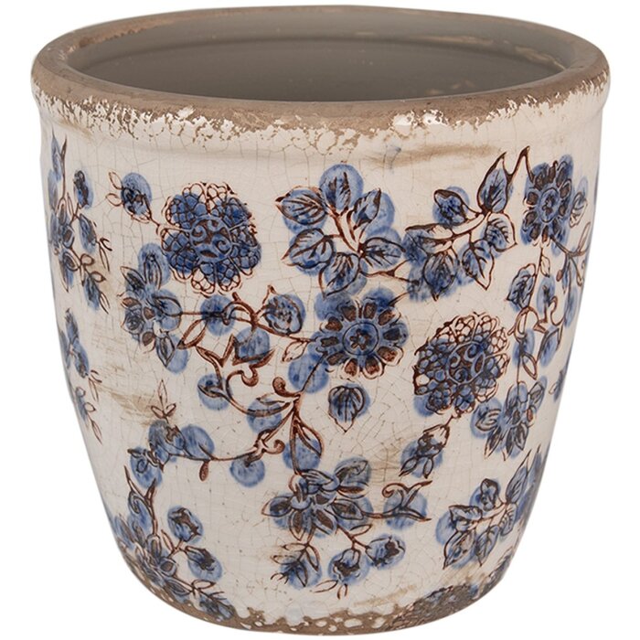 Clayre & Eef 6CE1619L Vaso da fiori per interni Beige Blu Ø 17x16 cm