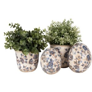 Clayre & Eef 6CE1619L Vaso da fiori per interni Beige Blu Ø 17x16 cm