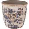 Clayre & Eef 6CE1619M Vaso da fiori in ceramica beige blu Ø 14x14 cm
