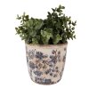 Clayre & Eef 6CE1619M Vaso da fiori in ceramica beige blu Ø 14x14 cm