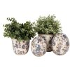 Clayre & Eef 6CE1619M Vaso da fiori in ceramica beige blu Ø 14x14 cm