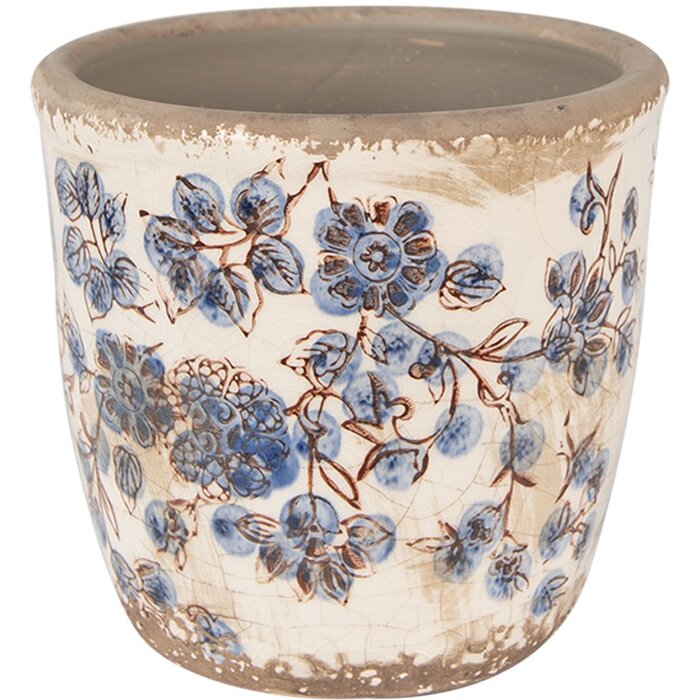 Clayre & Eef 6CE1619XS Vaso da fiori per interni Beige Blu Ø 11x10 cm