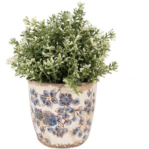 Clayre & Eef 6CE1619XS Vaso da fiori per interni Beige Blu Ø 11x10 cm