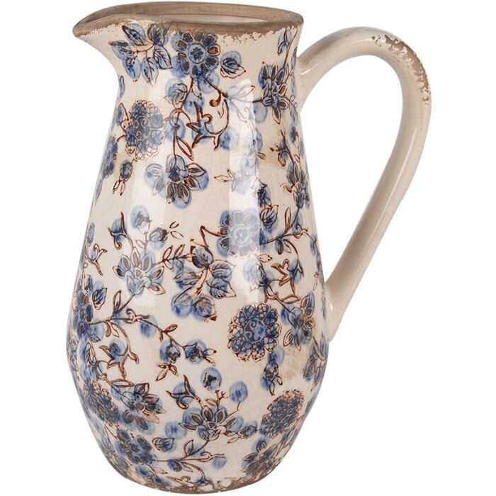 Clayre & Eef 6CE1621M Brocca decorativa Beige Blue 20x14x25 cm