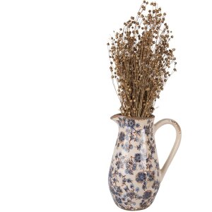 Clayre & Eef 6CE1621M Brocca decorativa Beige Blue 20x14x25 cm
