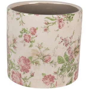Clayre & Eef 6CE1623L Vaso per fiori da interno Beige Rosa Ø 17x16 cm