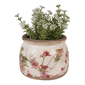 Clayre & Eef 6CE1628S Vaso da fiori in ceramica beige...