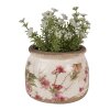 Clayre & Eef 6CE1628S Vaso da fiori in ceramica beige rosa Ø 12x10 cm Casa di campagna