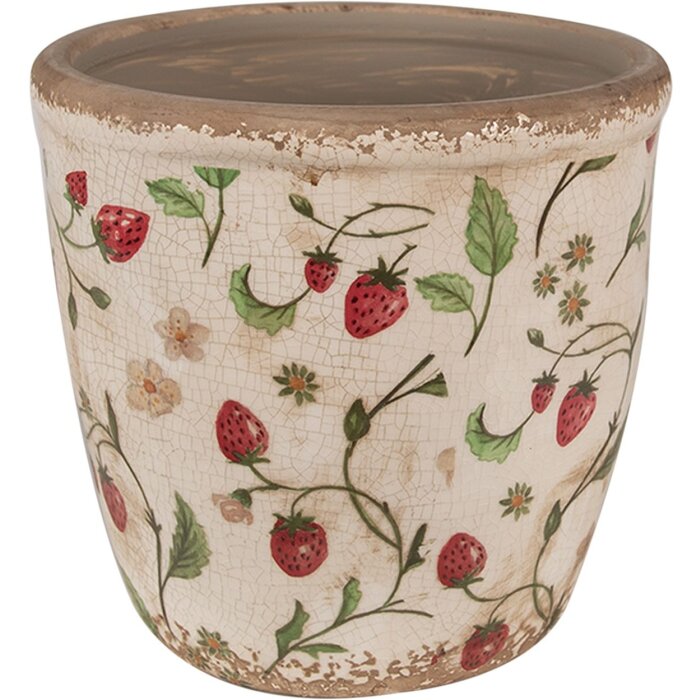 Clayre & Eef 6CE1631L Vaso da fiori Beige Rosso Ø 16x16 cm Stile country