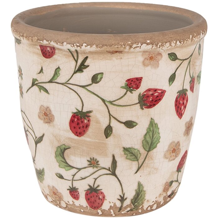 Clayre & Eef 6CE1631S Vaso da fiori per interni Beige Rosso Ø 13x13 cm