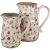 Clayre & Eef 6CE1633L Brocca decorativa in ceramica beige rossa 21x15x23 cm Stile country