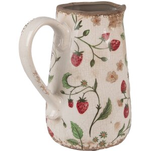 Clayre & Eef 6CE1633M Brocca decorativa Beige Rosso 17x12x18 cm