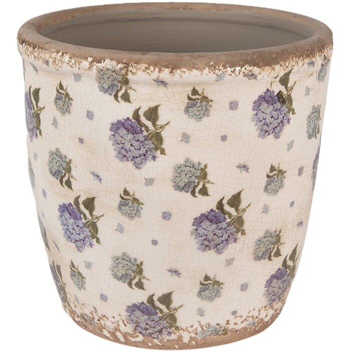 Clayre & Eef 6CE1638L Vaso per fiori da interno Beige Blu Ø 16x16 cm